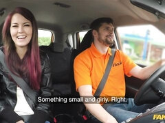 Driving school teacher pounds a sensual redhead Cindy Shine