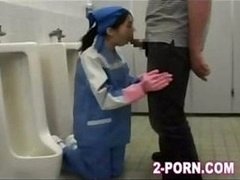 Flat-chested Asian genitor gal is fucked in the filthy toilet greedily
