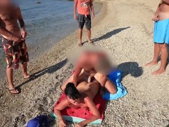 Anale, Spiaggia, Sborrata, Schizzo di sborra, Sesso di gruppo, All'aperto, Pubblico