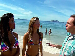 Brazilian bikini babe flaunts her thong on the beach