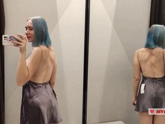Naughty adventures in the fitting rooms: Trying on clothes and getting off