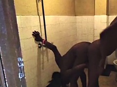 Tribal African lesbian dance in the shower to celebrate the pussy