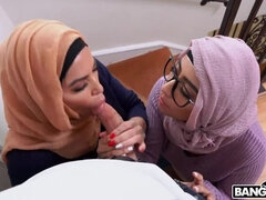 Muslim Hijab Threesome with Busty Babes
