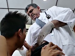 Feet tickled Nippon twink barebacked by doctor after exam