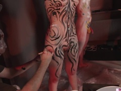 SugarNadya decided to hold a Body-art competition, but it ended with a great blowjob by RitaFox