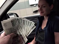 Fucks a sexy Czech woman at a car wash for a cashier