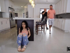 Cheating Little Slut Melody Foxx Blows Thick Dick Under The Table