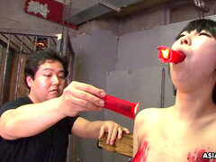 japanese tramp loves to be bdsm treated to a wax showcase