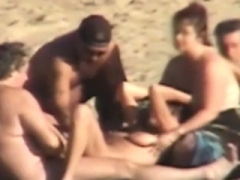 Outdoor real hardcore orgy on the beach