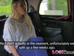 String Up Sticky creampie Beautiful chesty blond lets taxi driver spunk