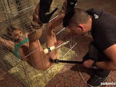 Angel Piaff caged bound cuffed gagged