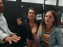 Slutty girl Anya Olsen copulates with waiter in toilet