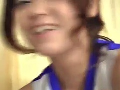 Naughty Japanese cheerleader exposes her shaved pussy in upskirt shots