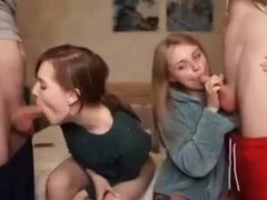 Men frolic with webcam models who give blowjob