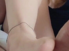 Amatorka, Wytrysk, Słodka, Europejski, Fetysz stóp, Obciąganie stopami, Dziewczyna, Punkt widzenia