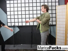 Master Marica teaches ninja student Robby the way