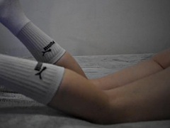 Sexy blonde in long socks, you have to see it - Miley Gray