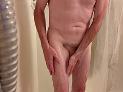 Cleaning shower from a new angle - nice cock and balls