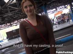 Natural breasty redhead railed in public