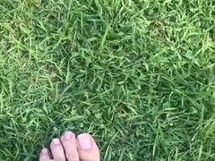 Melove Showing Her Sexy Small Feet on Green Grass
