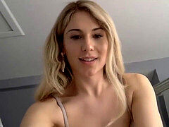 transsexual angel plays with herself on web cam.