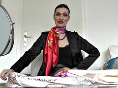 Demonstration of 5 beautiful new satin scarves used as a scarf