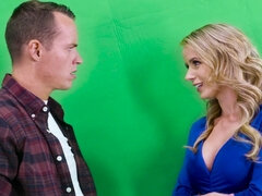 Weather girl Jane Douxxx tricks her producer to fuck her in the studio