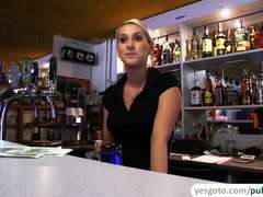 Cute bar babe gets laid after being paid with cash