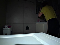 Real cheating. lover and wife fucking cheekily in the toilet while Im at work. hard anal