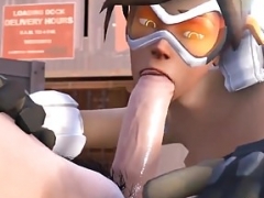 Horny short hair Tracer from Overwatch gets fucked hard