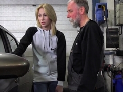 Freaky teenage Daniela C Blows Old Mechanic