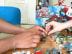 MMF bi-racial three-way of friends mansion a Spiderman Lego set