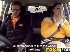English BBW rides her driving instructors big fat cock