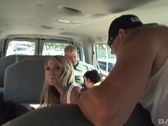 Ashli Orion and Amy Brooke take an XXX ride in a van fucking in the back