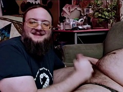 Big Bubba Bear sucks and deepthroats his bearded step daddys big cock on cam for lucky perverts