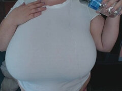 DAYTONA HALE! Massive Boobs in tight white wet T shirt