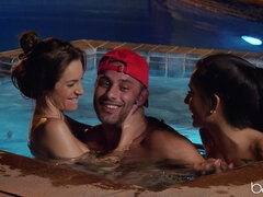 Backhanded - Damon Dice lucky to screw 2 chicks outdoors by the pool in threesome
