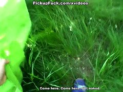 Woman fucked in the bushes at the mall