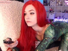 Mera from Aquaman anal magnificent ginger-haired costume play Purple Bitch