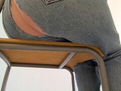 Stor stjärt, Fransk, Hd, Jeans, Fitta, Sekreterare, String, Voyeur