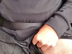Master Ramon takes his divine cock for a ride in the car in a sexy black outfit and massages his hot cock, horny