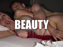 Stepmom and Stepson Watch Porn, Masturbate to Creampie Bliss in Share Bed Hotel Vacation