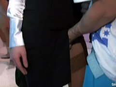 Blond, Brunette, Cfnm, Hardcore, Naturlige bryster, Strømpebukse, Fest, Fitte