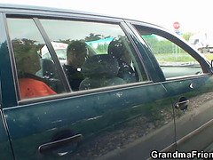 Jessika Makarov's blonde pussy gets double penetrated outdoors