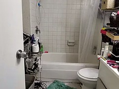 Gode, Mamie, Poilue, Fille latino, Masturbation, Douche