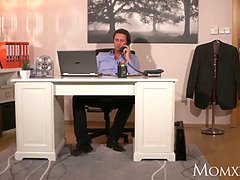 Surprise office sex with wife in crotchless bodystocking