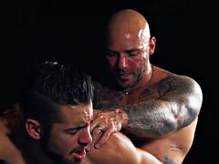 Upside down blowjob for the male slave before anal sex