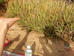 ブロンド, フェラチオ, 彼女, オイル, アウトドア, 小柄, ガリガリ, オッパイの