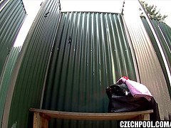 Amatør, Tjekke, Hd, Svømmepøl, Realitet, Bad, Solo, Snugkigger