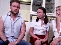 항문, 오랄섹스, 사정 샷, 그룹, 면도된, 청소년, 쓰리섬